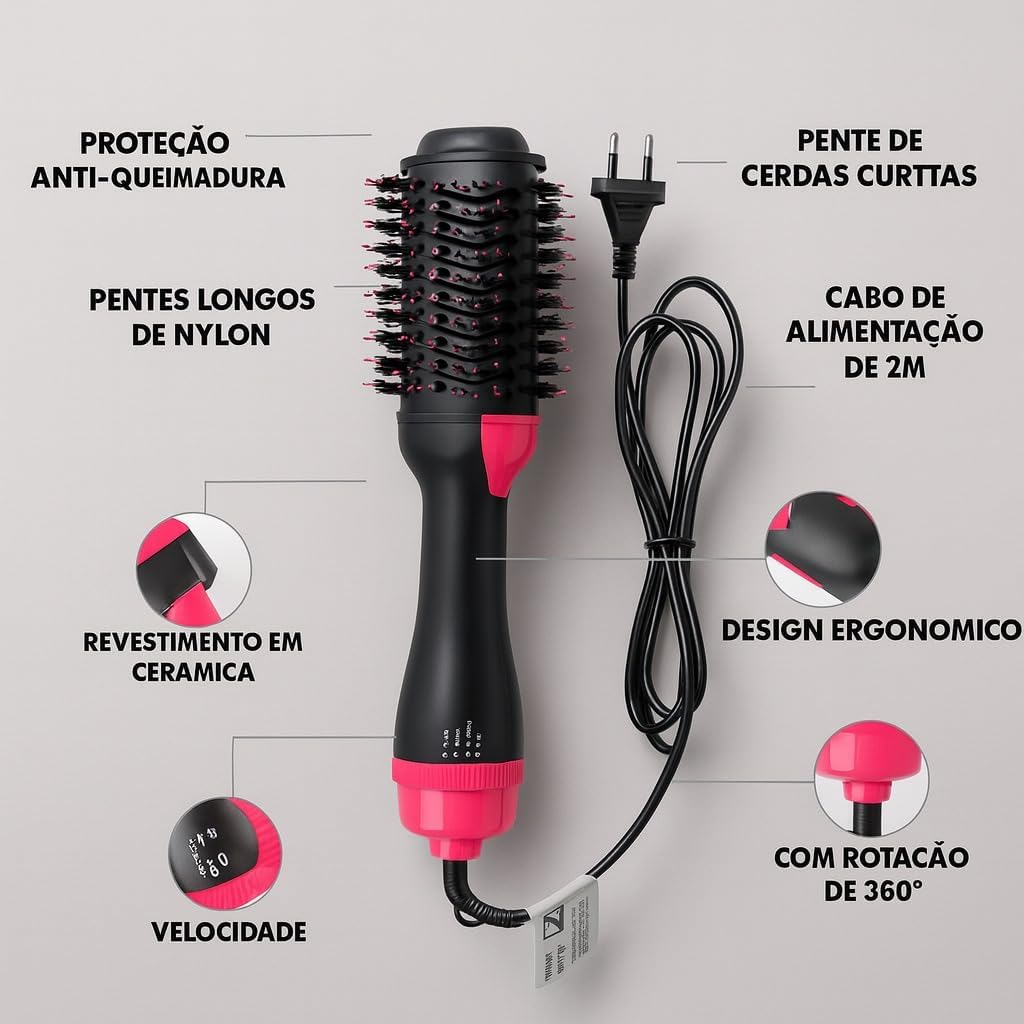 Escova Secadora Profissional 3 em 1