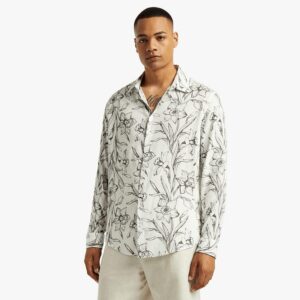 Camisa de viscose estampada inteligente MARKHAM ECRU