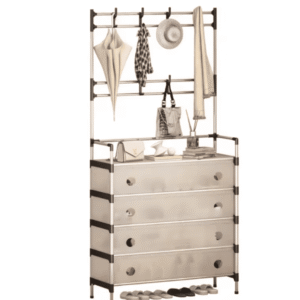 Sapateira Organizadora com 4 Prateleiras e Cabideiro – 2 em 1